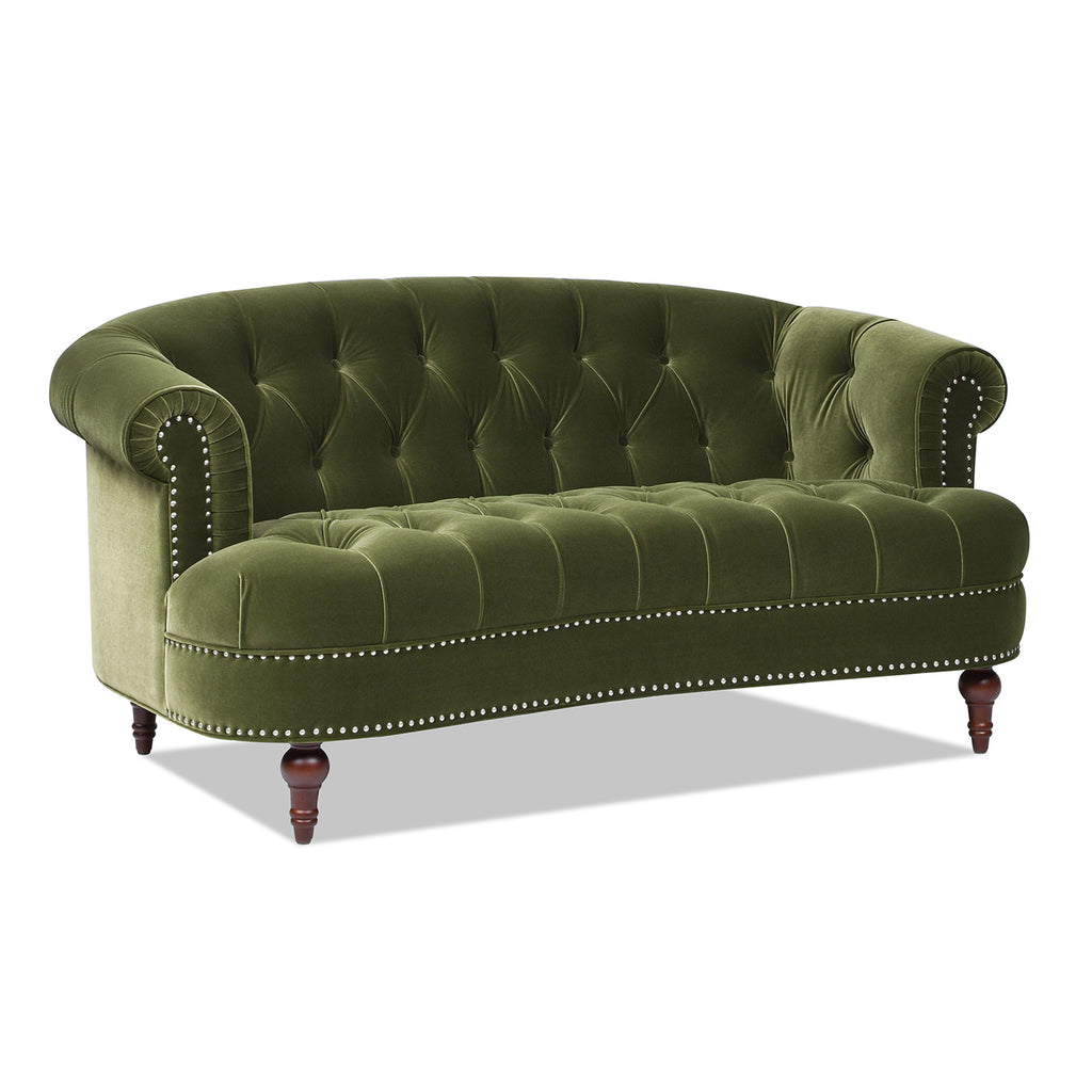 La Rosa Victorian Chesterfield Loveseat, Olive