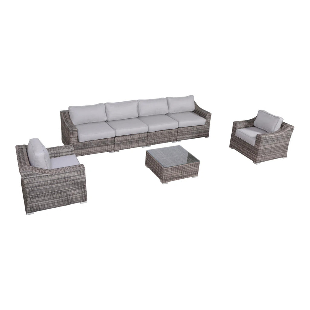 LSI Fully Assembled Outdoor Wicker Seating Group for 6 with Cushions