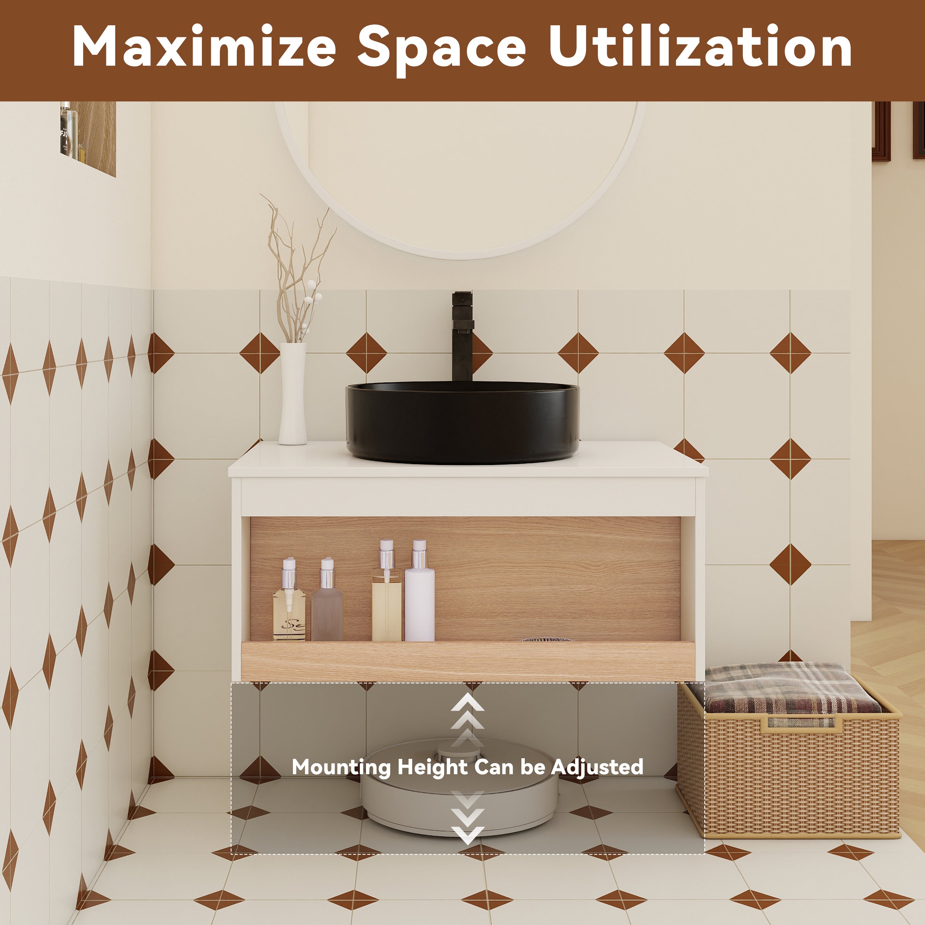 30" Floating Bathroom Vanity with Matte Finish