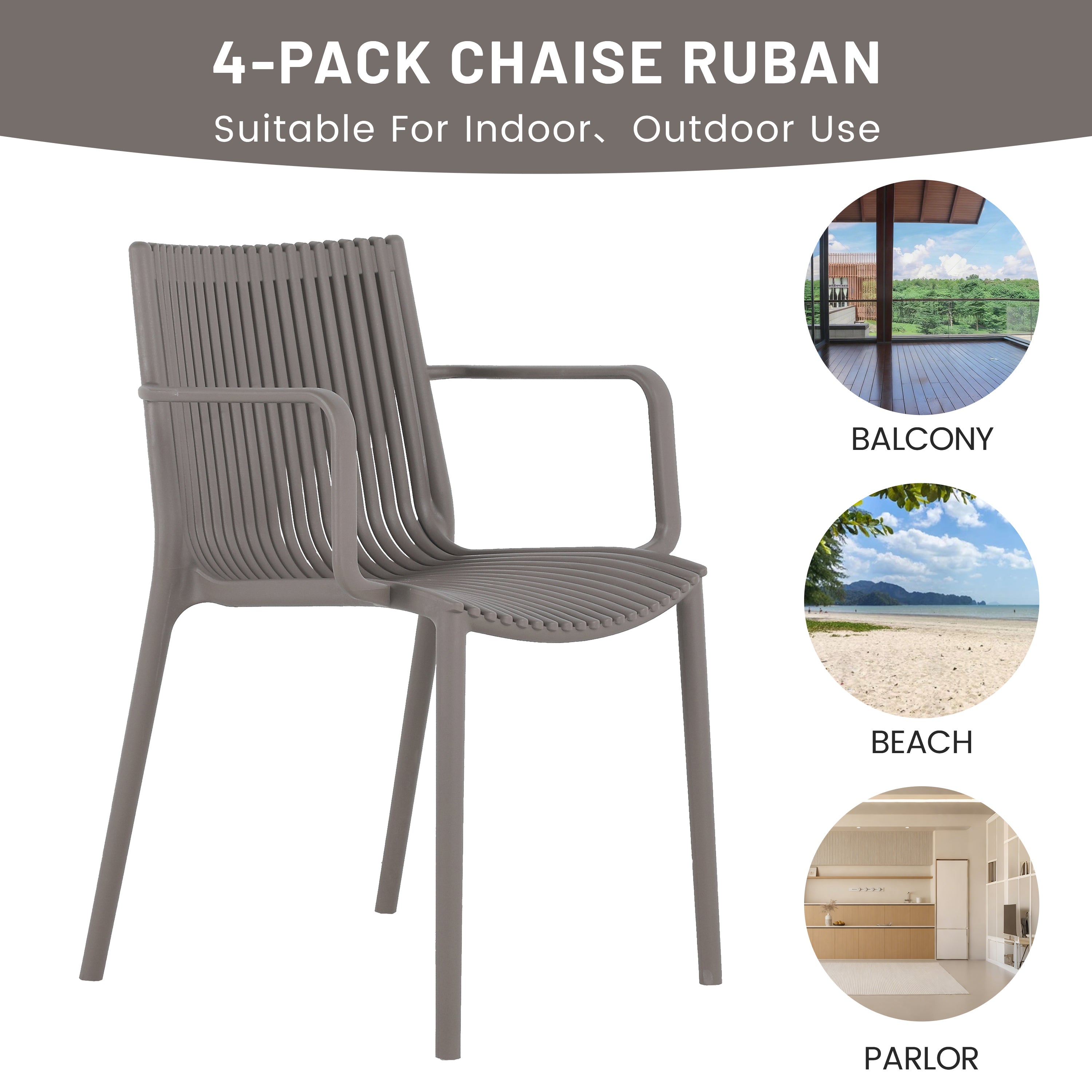 Summer 4pcs Modern Stackable Plastic Armchair Set