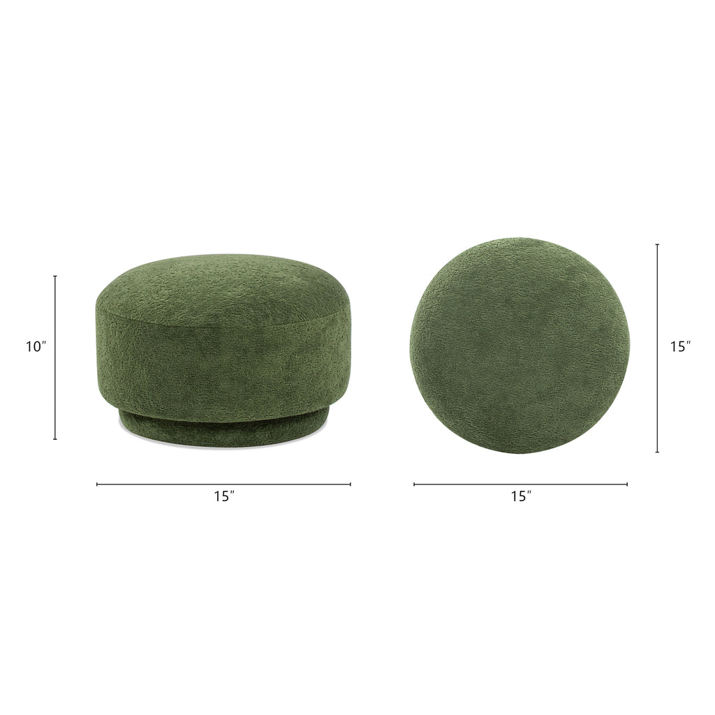 Fuji 15" Mushroom Footstool Ottoman, Moss