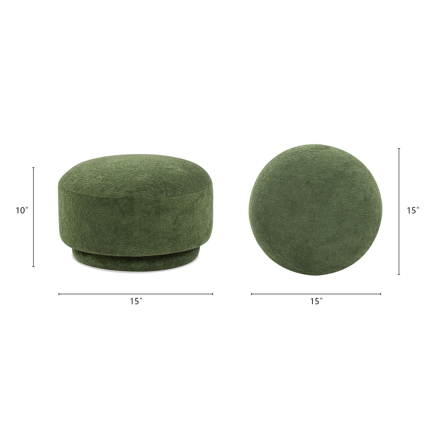 Fuji 15" Mushroom Footstool Ottoman, Moss