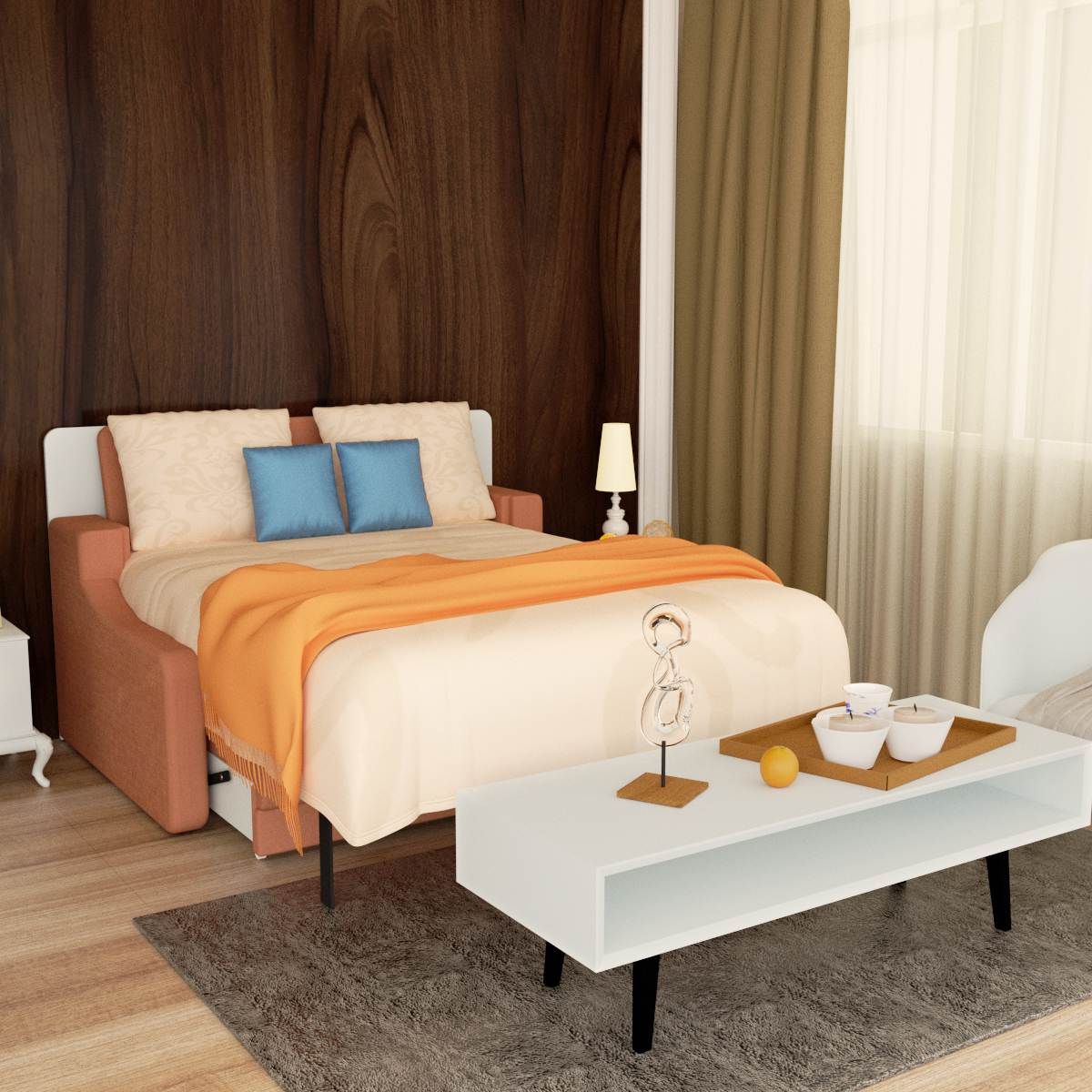 Vertical Murphy Bed with Sofa for Bedroom or Guestroom