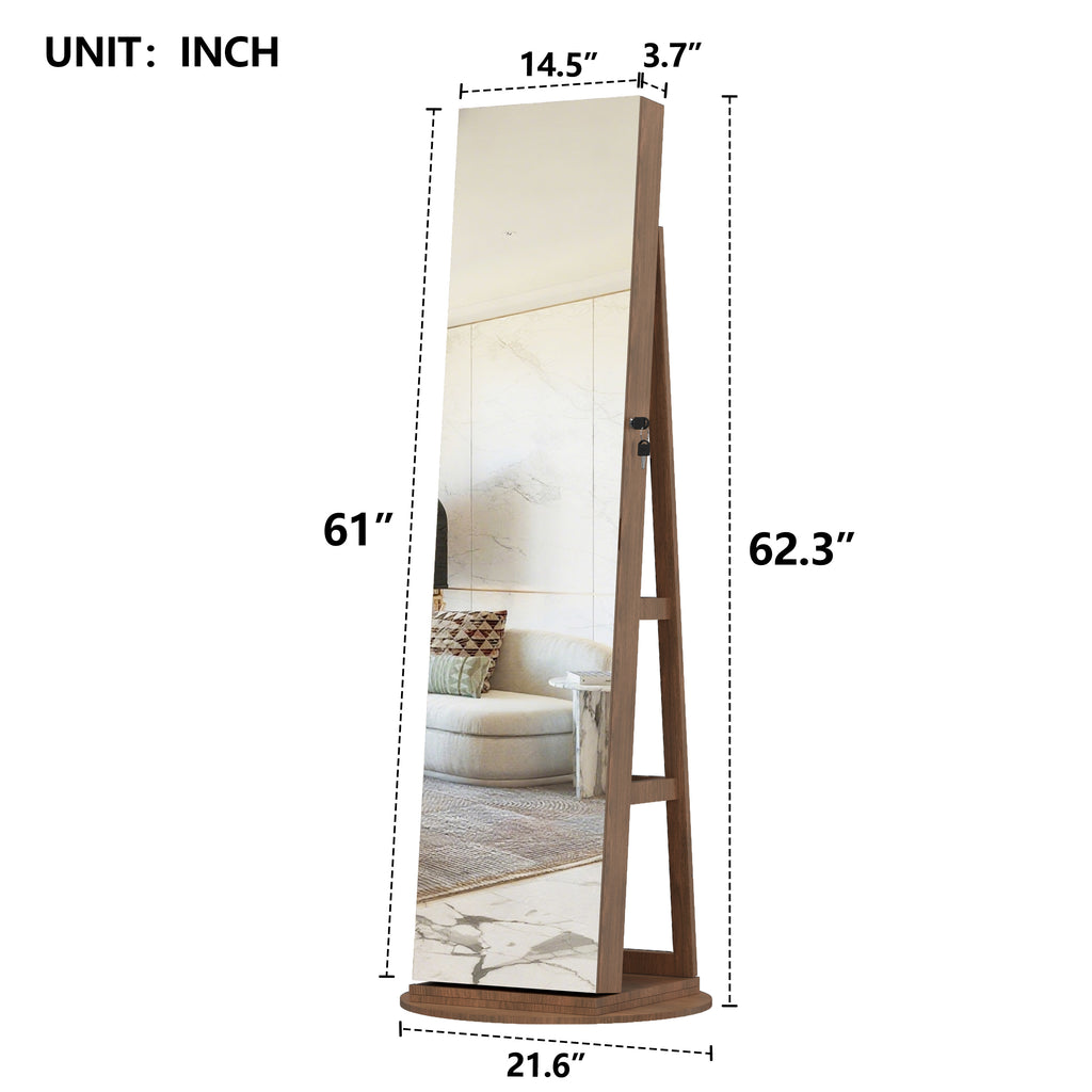 360° Swivel Jewelry Cabinet with Full Length Mirror