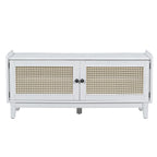 TREXM Boho Rattan Entryway Bench with Storage