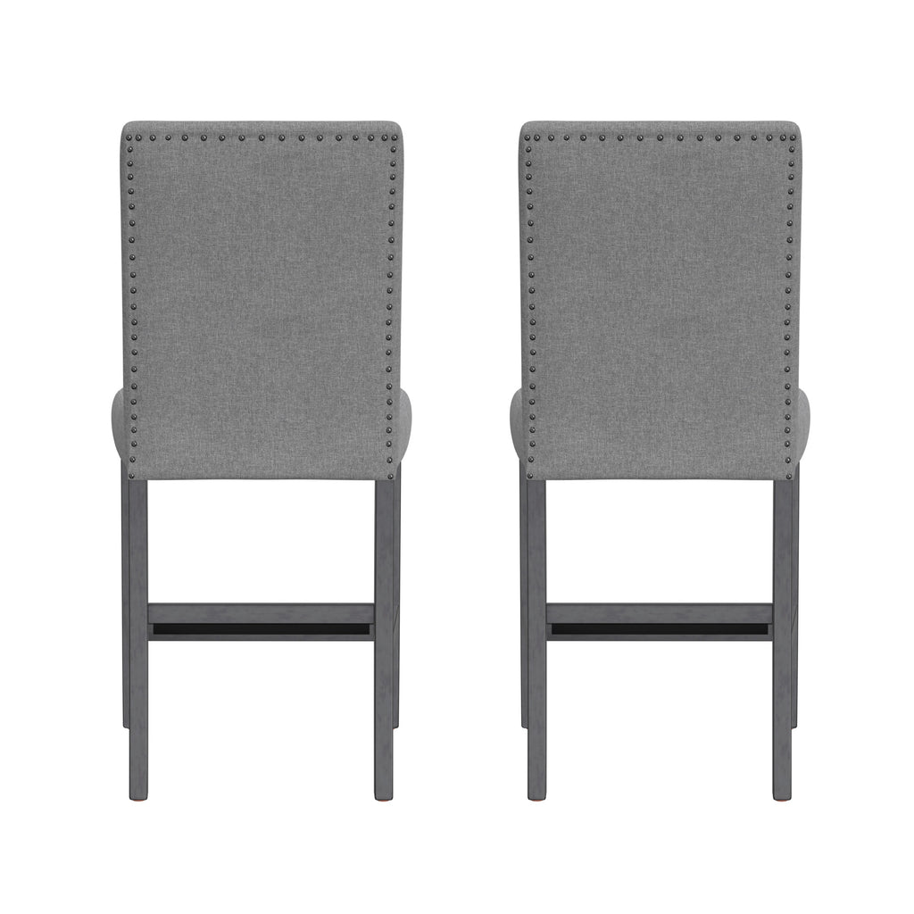 Gray Upholstered Barstools, Set of 2