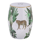 13x13x18" Ceramic Garden Stool - Jungle-Themed Accent Side Table