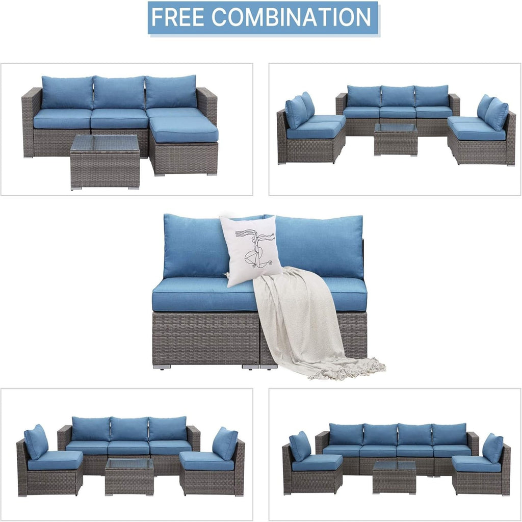59.8" Outdoor Wicker Armless Sofa Set - 2-Piece Patio Loveseat