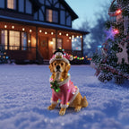 Christmas Golden Retriever Statue, Holiday Dog Figurine