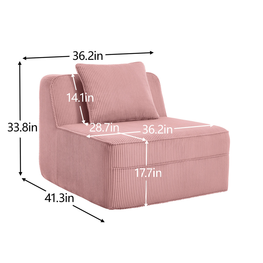 Armless Sofa with Pillow Corduroy - Pink