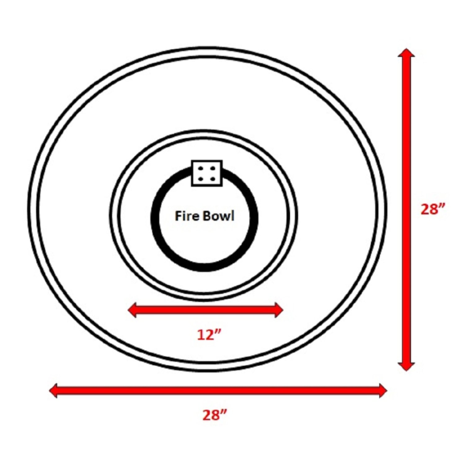 9" H x 28" W Fiber Reinforced Concrete Outdoor Fire Pit