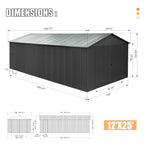 12x25FT Outdoor Metal Garage Shed