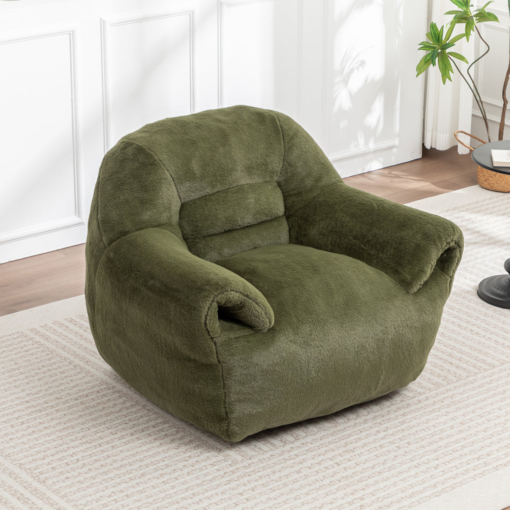Faux Fur Bean Bag Chair with Back Support