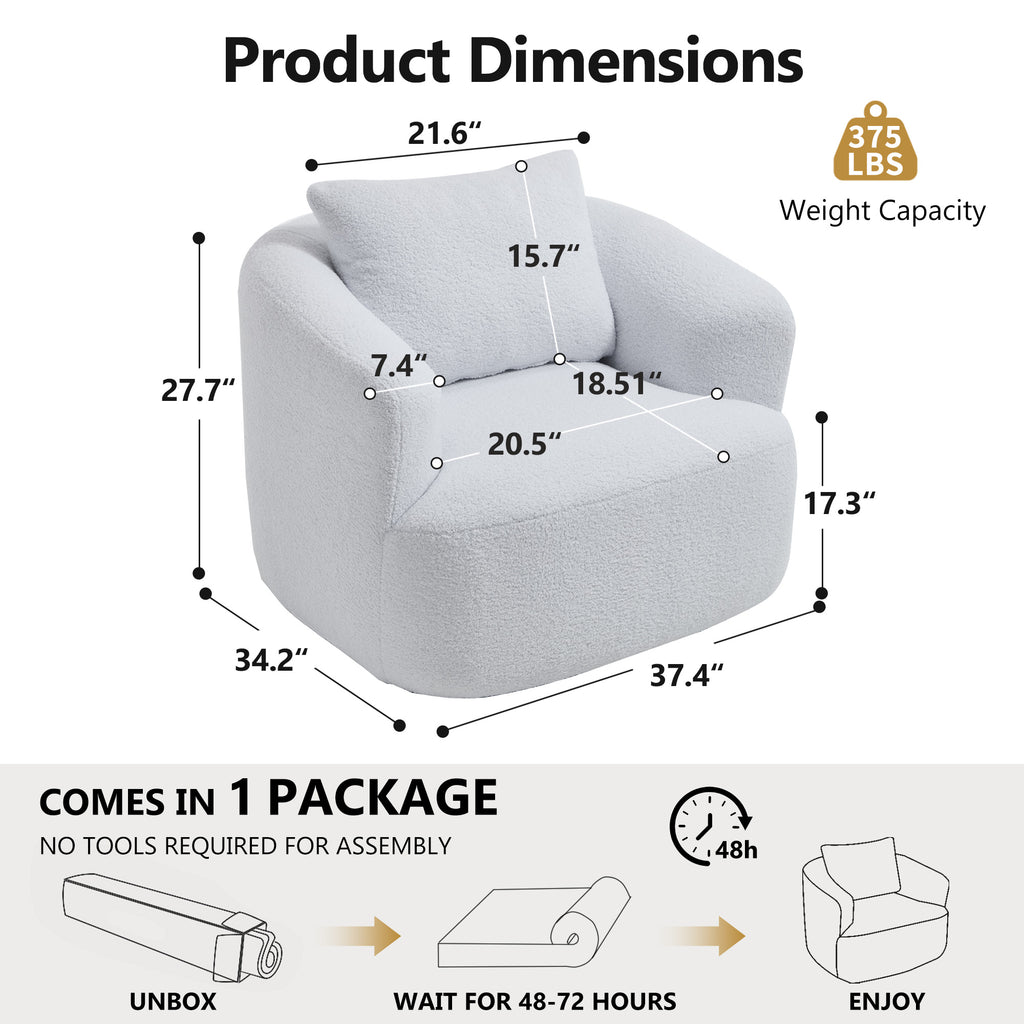 360° Swivel Round Upholstered Comfy Chair