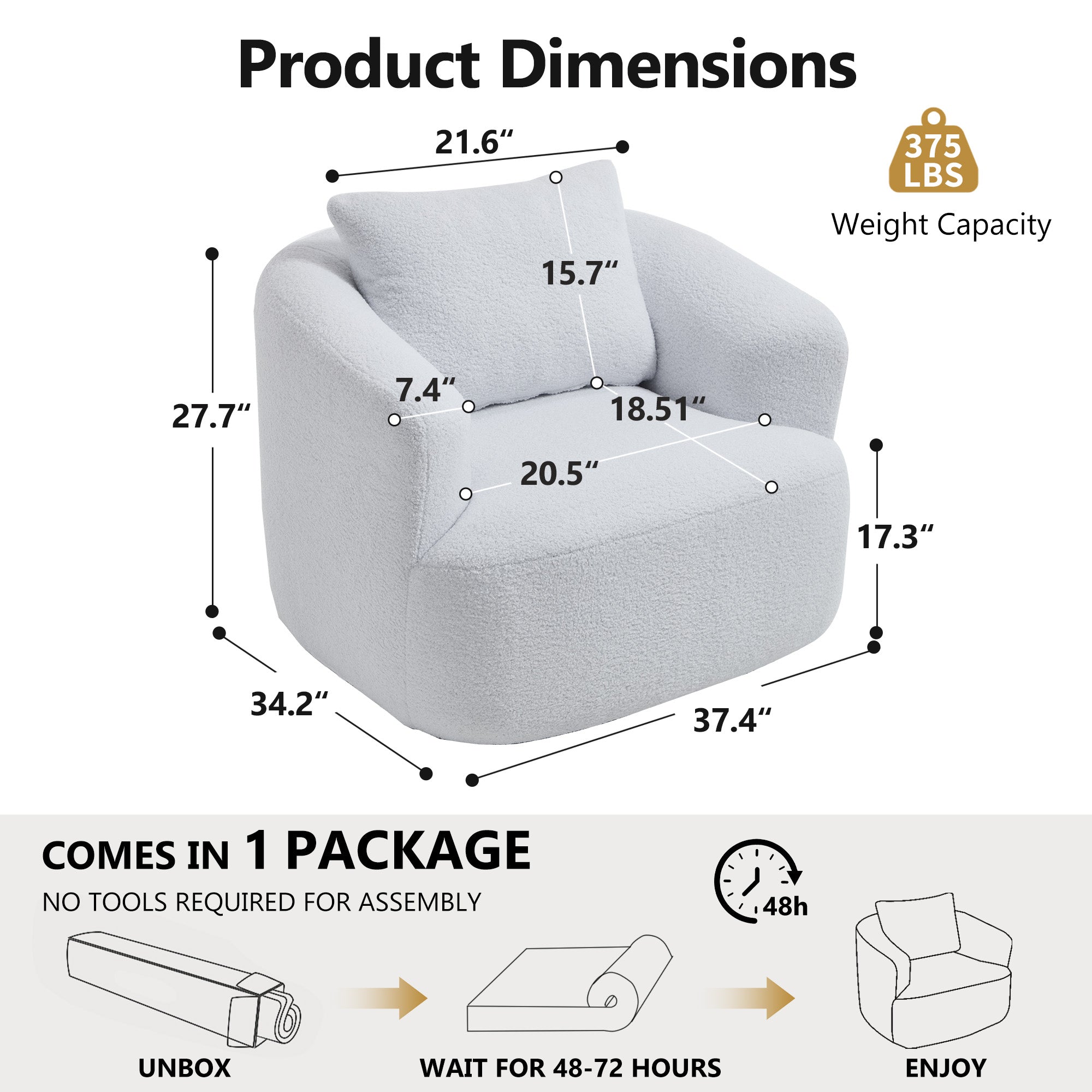 360° Swivel Round Upholstered Comfy Chair