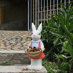 Whimsical Hand-Painted Garden Rabbit Statue