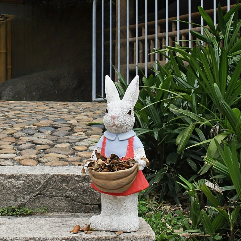 Whimsical Hand-Painted Garden Rabbit Statue