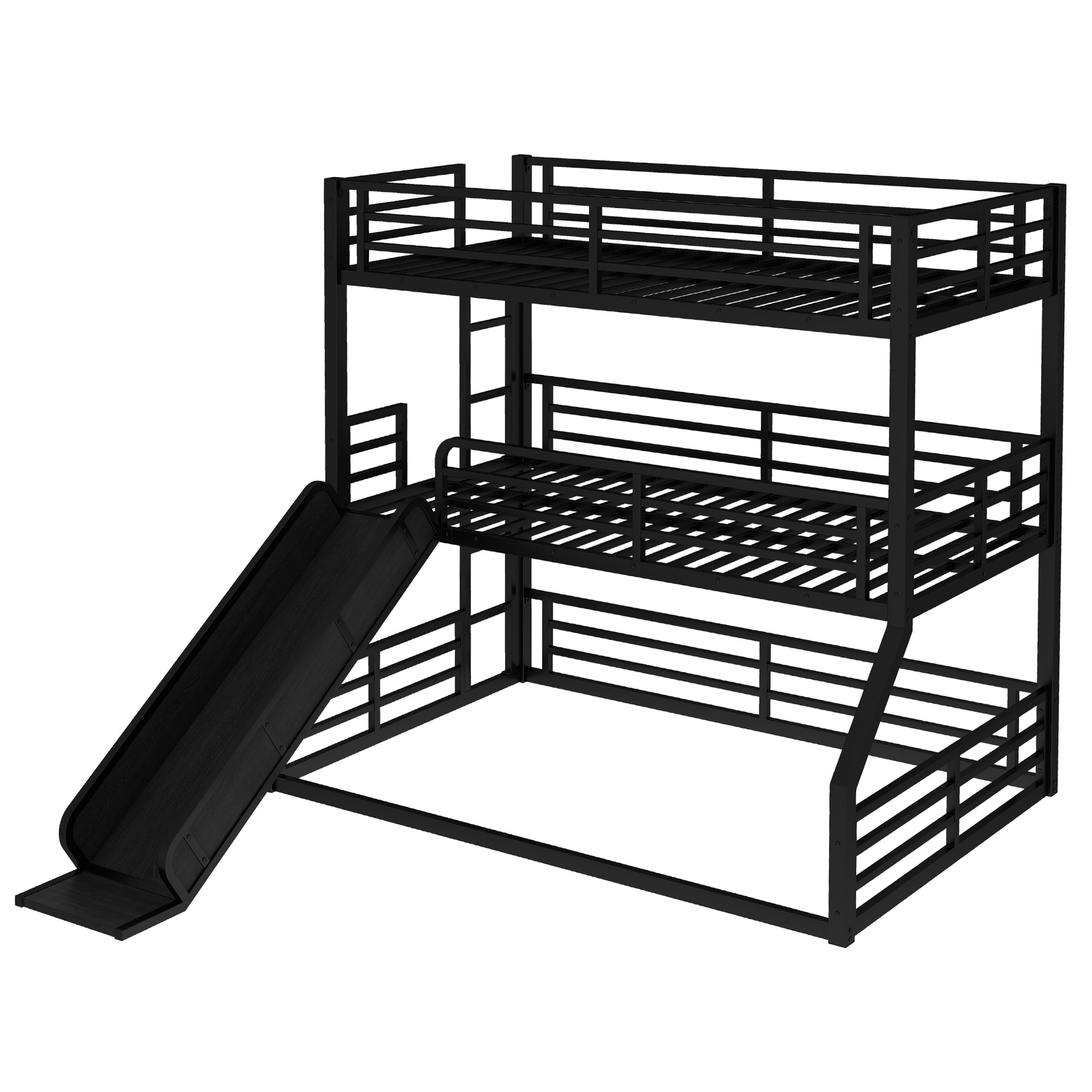 Metal Triple Bunk Bed with Slide
