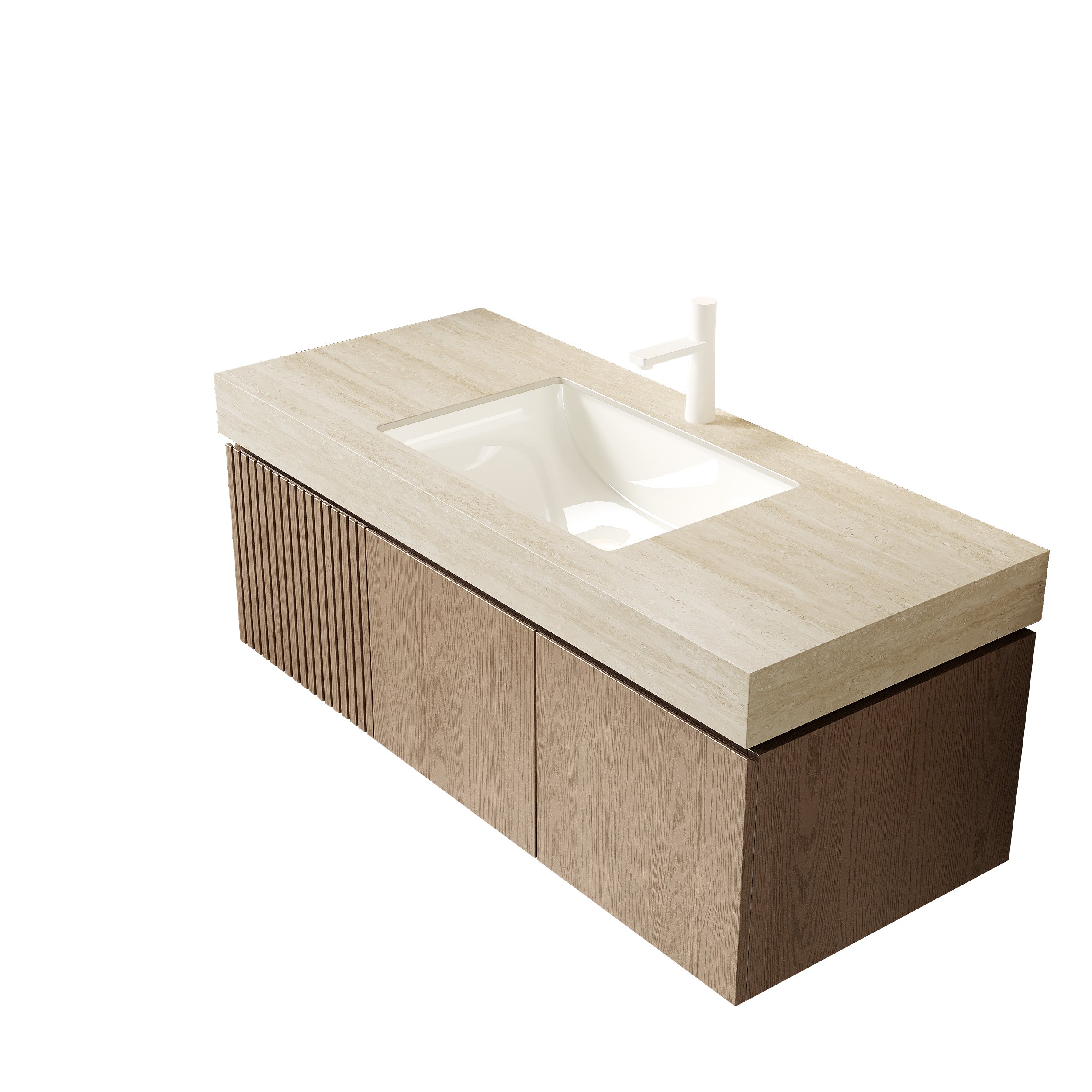 48" MURI Roma Travertine-Pattern Countertop and Undermount Basin