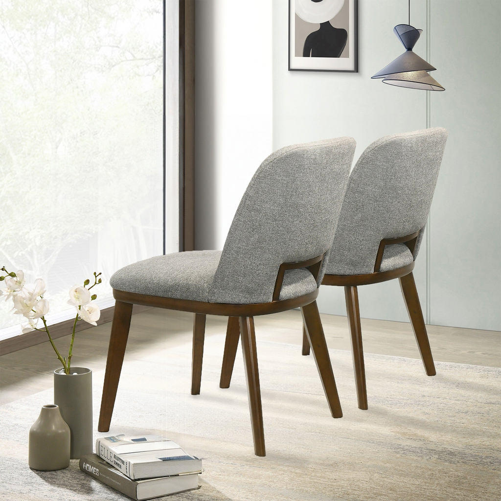 Blake Mid-Century Modern Light Grey Fabric Dining Chairs