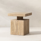 Calder 18" Solid Square Reclaimed Elm Block Plinth Side Table