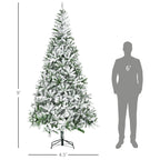 HOMCOM 9' Tall Unlit Snow Flocked Pine Artificial Christmas Tree