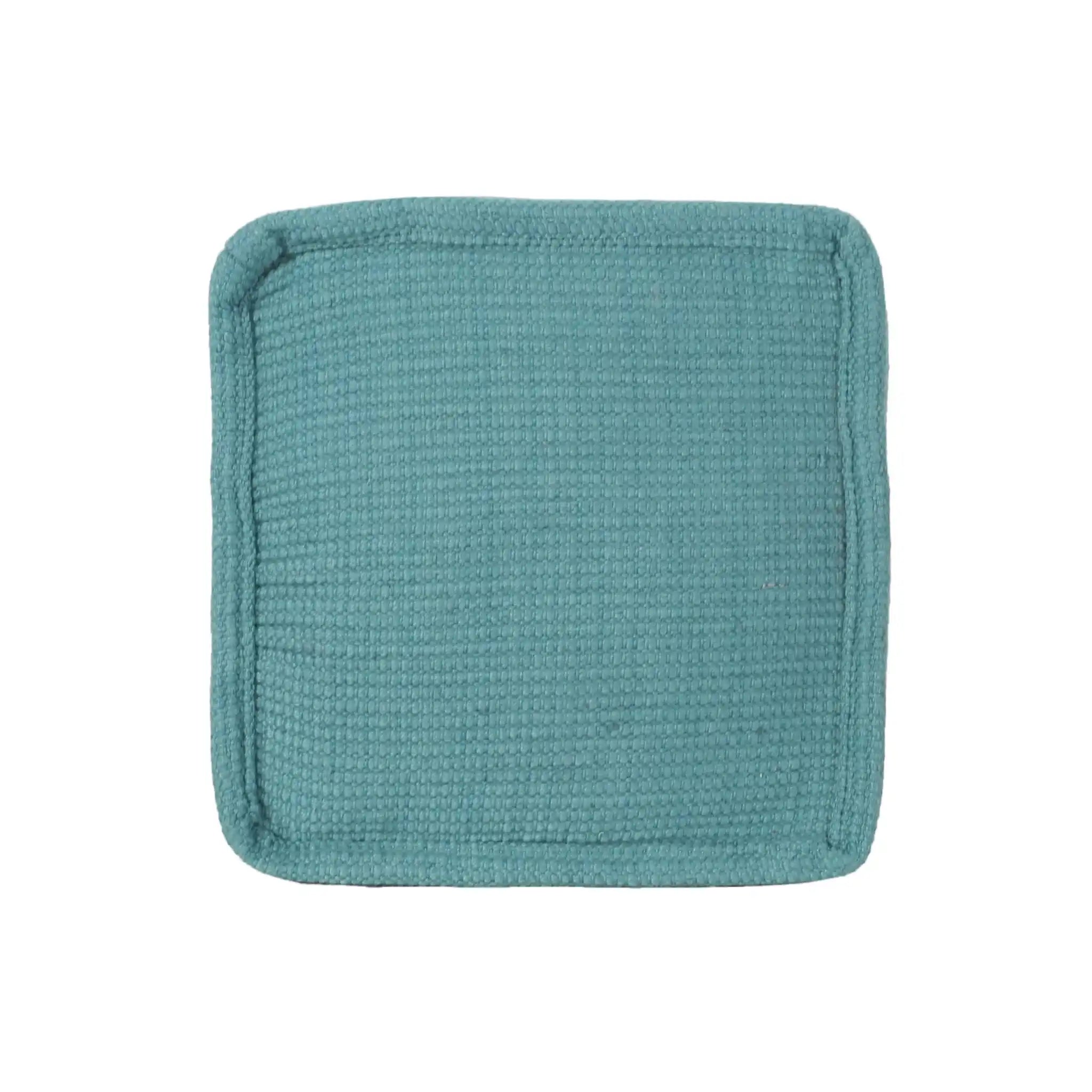 Hansolo Yarn Square Pouf Ottoman Or Floor Cushion - Teal