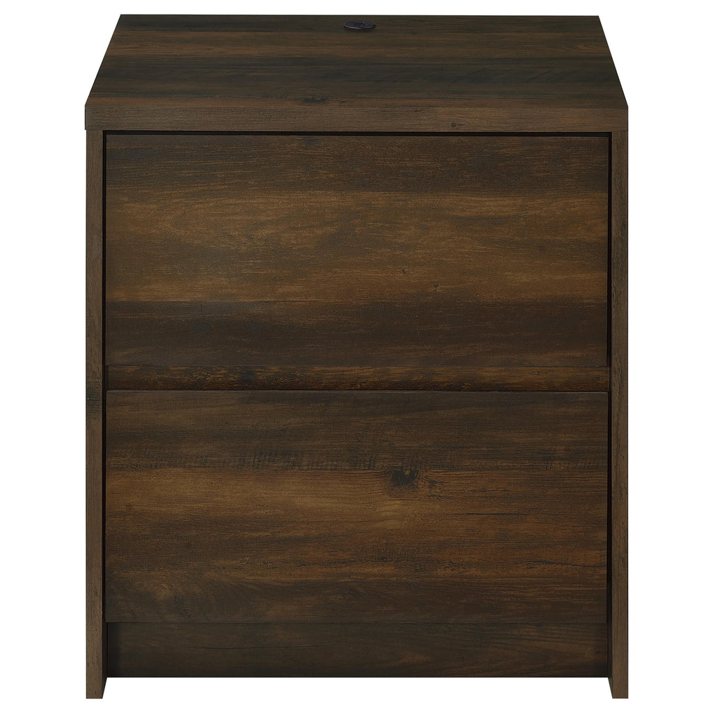 Geary Dark Pine 2-Drawer Nightstand with LED Lights and USB