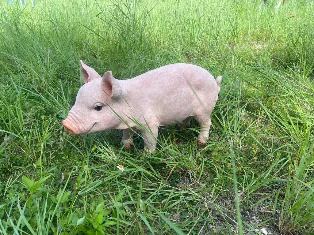 Lifelike Beige Pig Garden Statue