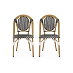 Outdoor PE Rattan and Aluminum French Bistro Chair Set of 2
