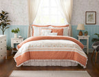 9 Piece Cotton Percale Comforter Set - Coral Queen