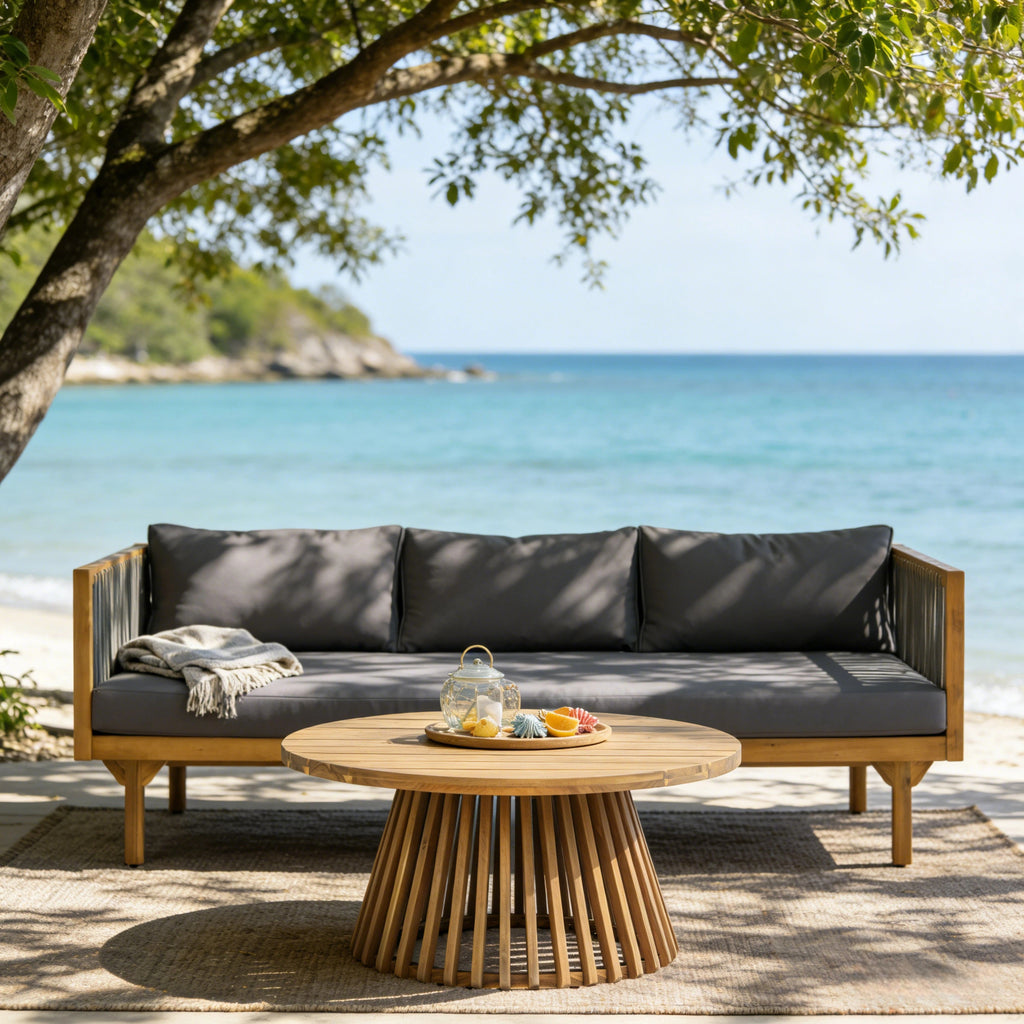 2-Piece Outdoor Patio Set: Sofa with Dark