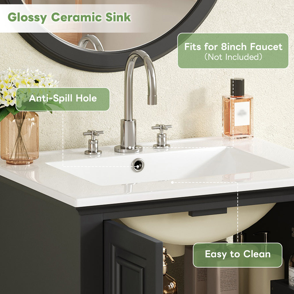 24'' Bathroom Vanity with Ceramic Sink