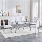 71-Inch Tempered Glass Dining Table with Sturdy Metal Legs
