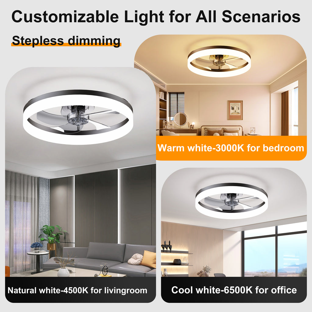 19.7'' LED Ceiling Fan Light with Remote & App Control