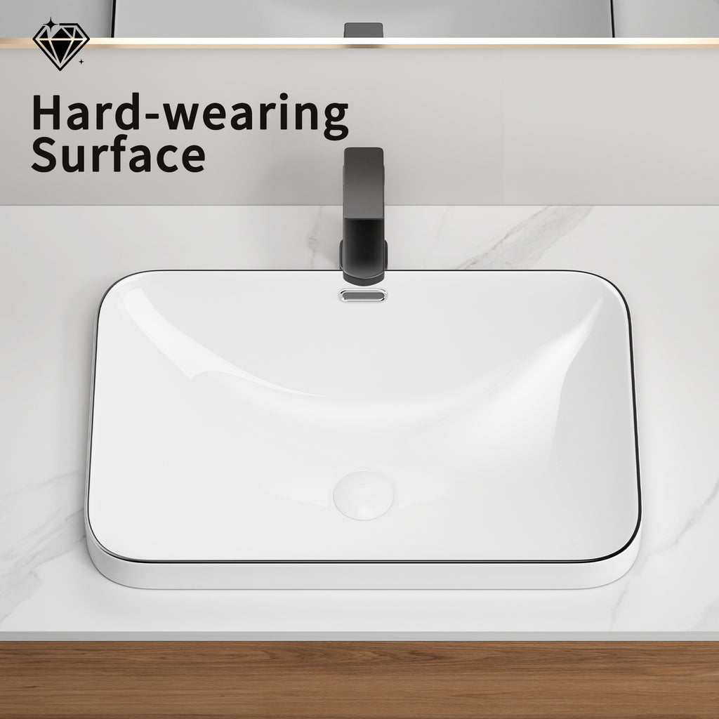 Ceramic Undermount Bathroom Sink 22.05" x 15.36"
