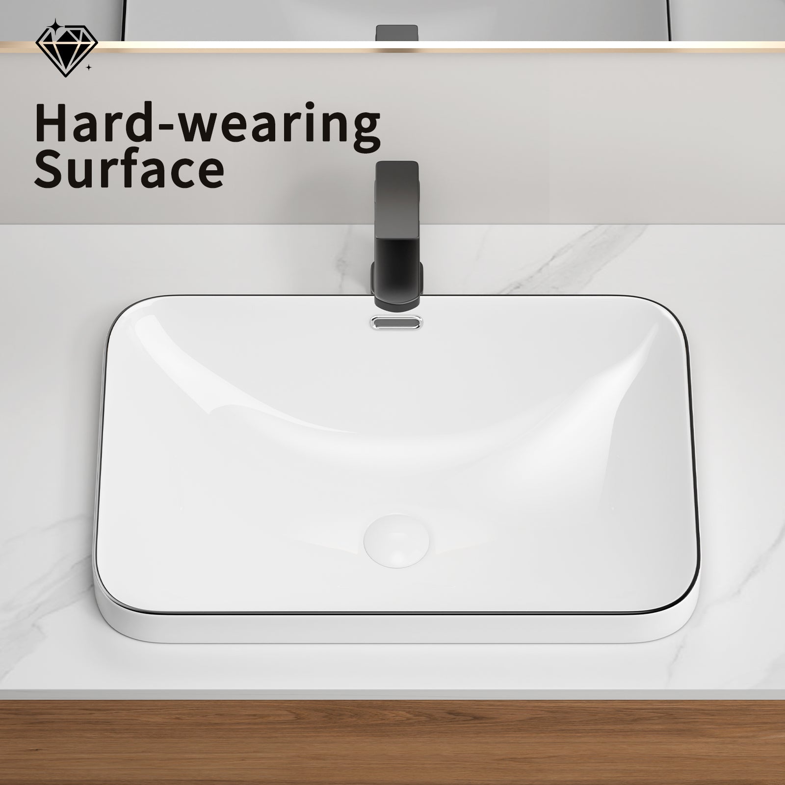 Ceramic Undermount Bathroom Sink 22.05" x 15.36"