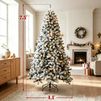 7.5 ft Pre-Lit Flocked Fraser Fir Artificial Christmas Tree