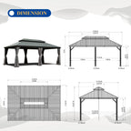 12' X 18' Hardtop Gazebo Outdoor Metal Gazebo