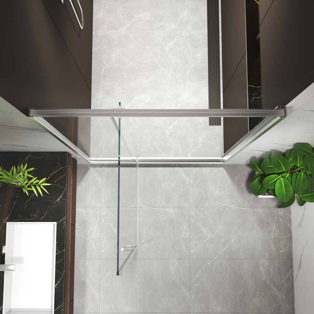 Brushed Nickel Pivot Shower Door