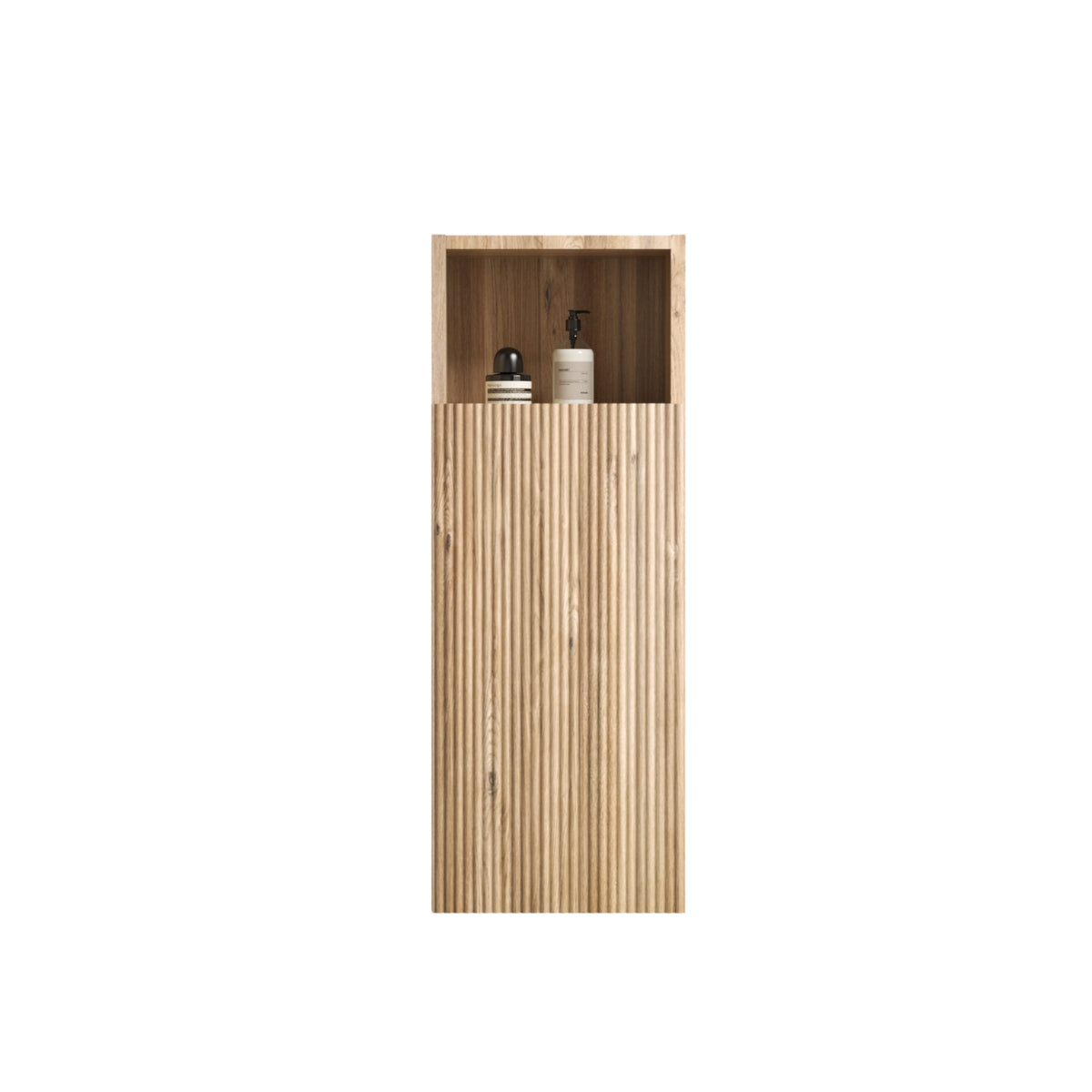 Rough Oak Floating Bathroom Cabinet, 12-Inch Wall-Mounted Storage