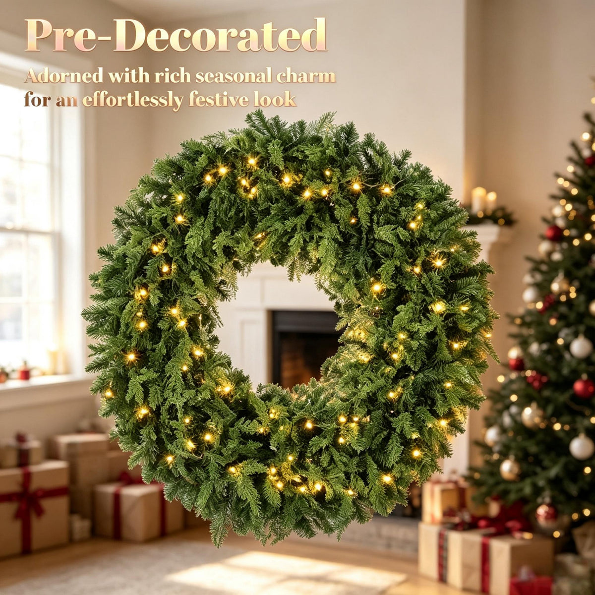 48-Inch Pre-Lit Crestwood Spruce Artificial Christmas Wreath