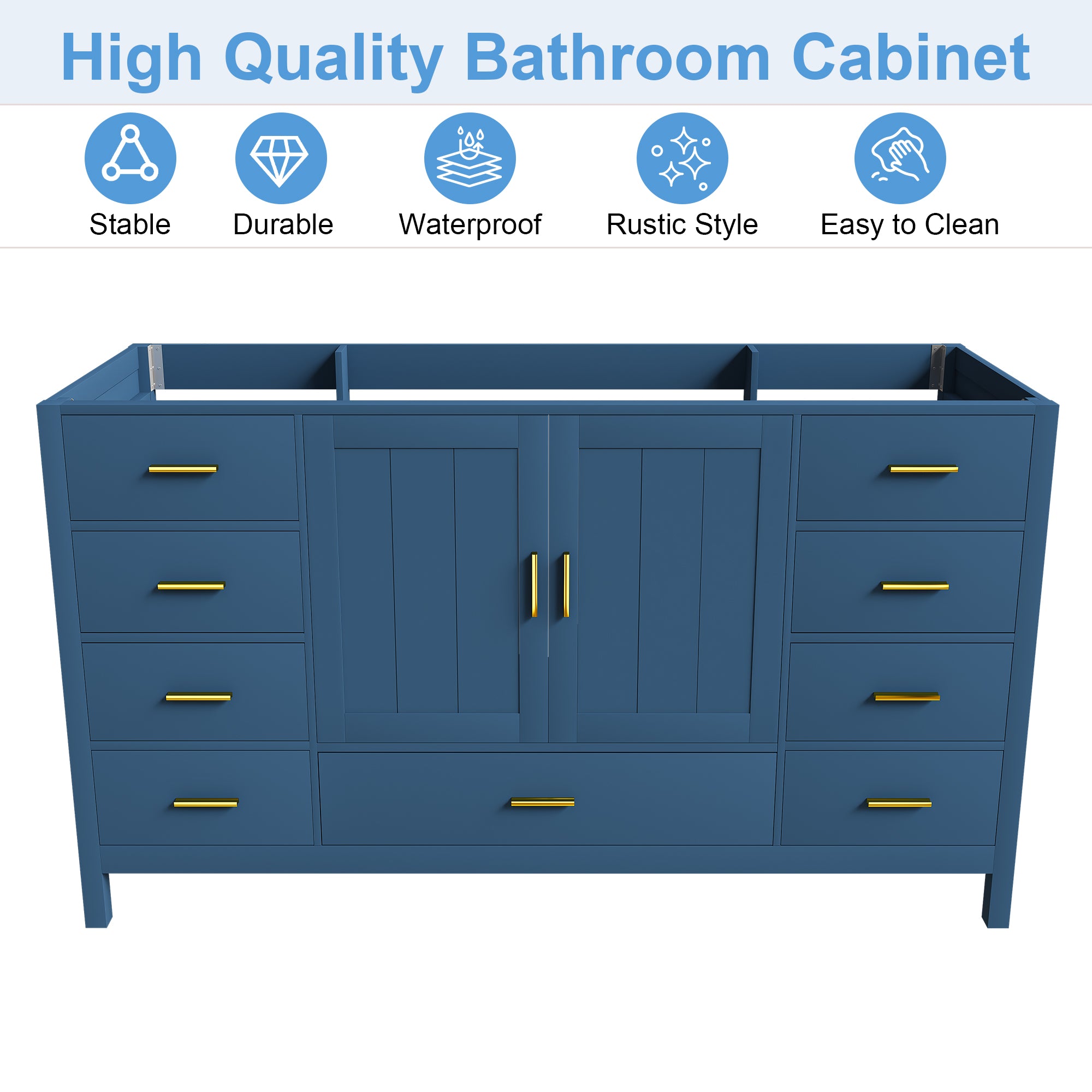 60" Bathroom Vanity Base Cabinet with 2 Soft-Close Double Doors