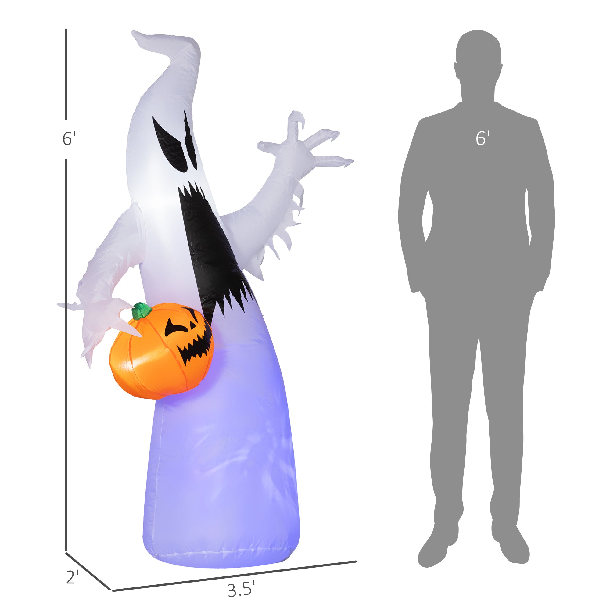 HOMCOM 5.9' Halloween Inflatable Outdoor Decoration Ghost