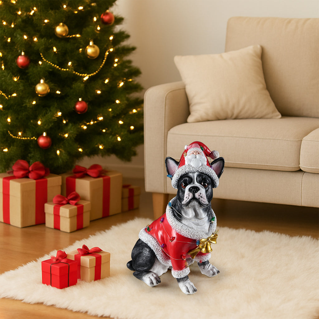 Christmas French Bulldog Statue
