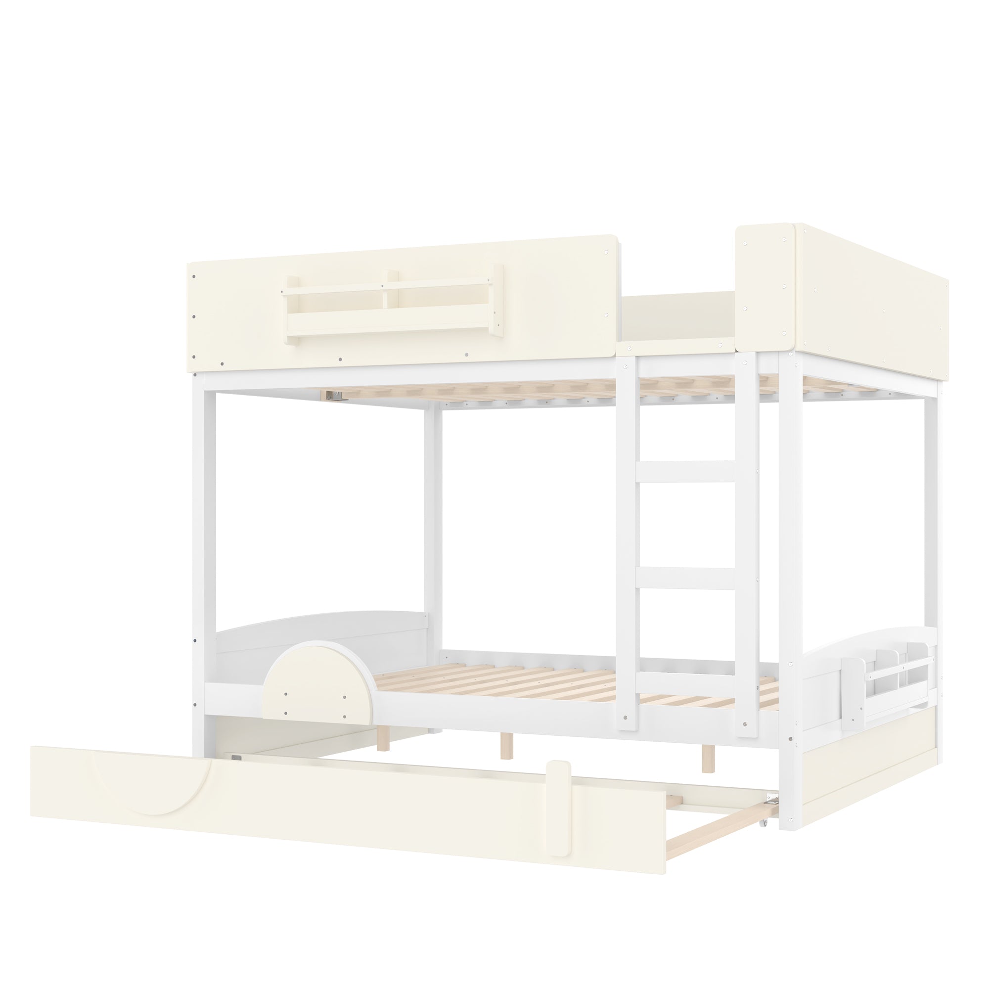 Queen Bunk Bed With Trundle and Bookshelf