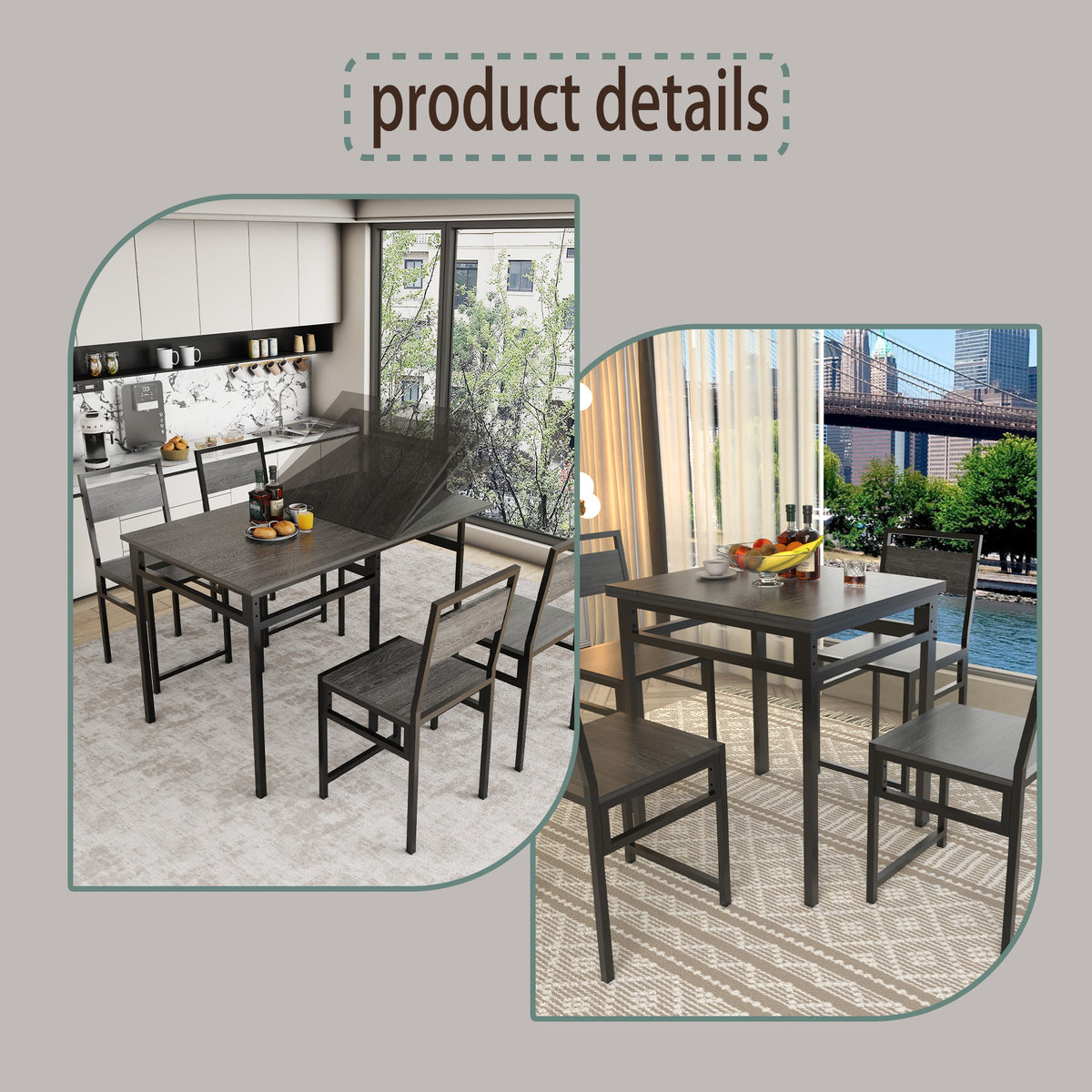 Extendable Dining Table Set with 4 Chairs
