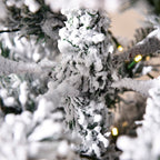 HOMCOM 6ft Pre-Lit Snow-Flocked Slim Douglas Fir Artificial Christmas Tree