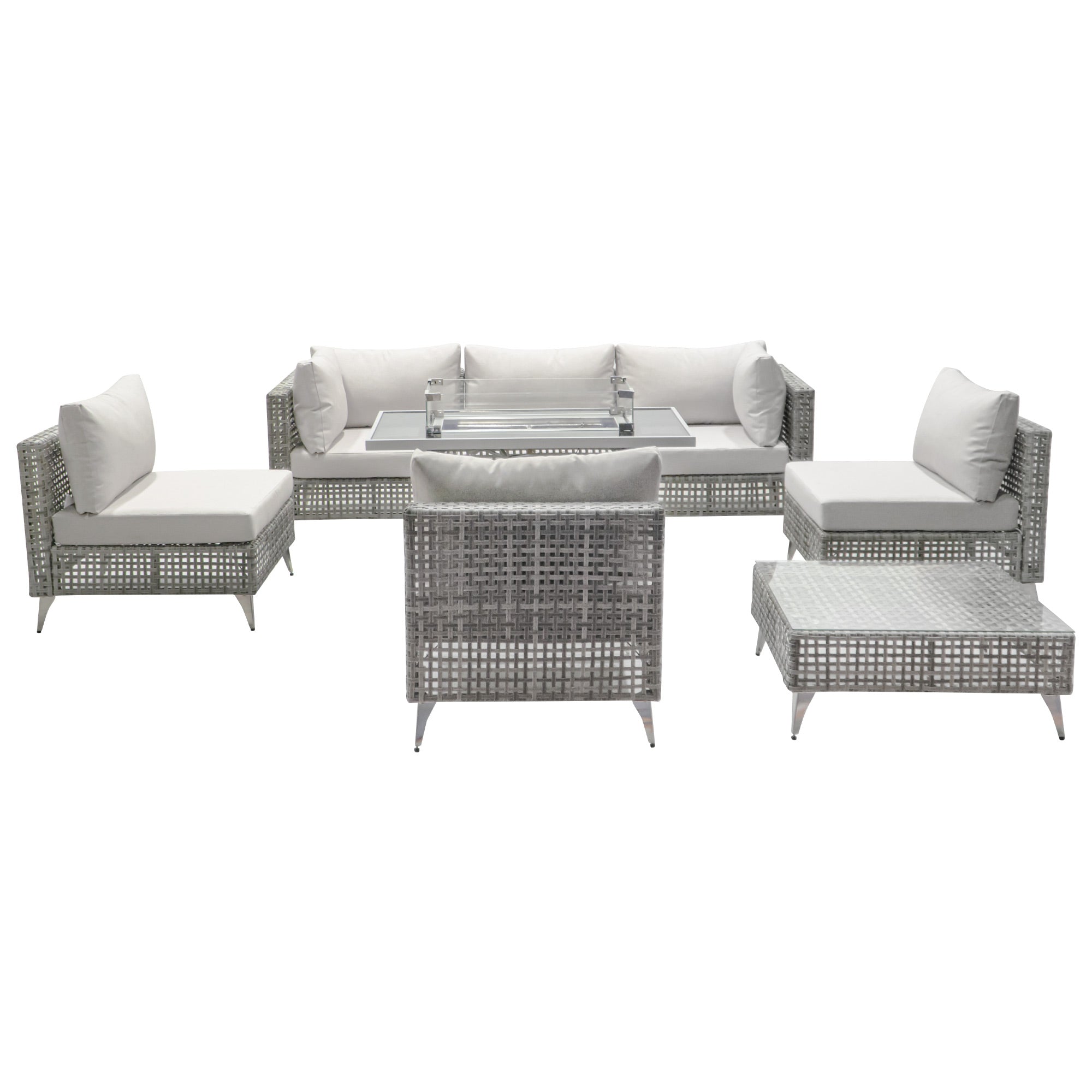 K&K 8-Piece Patio Furniture Set with 43" Fire Pit Table