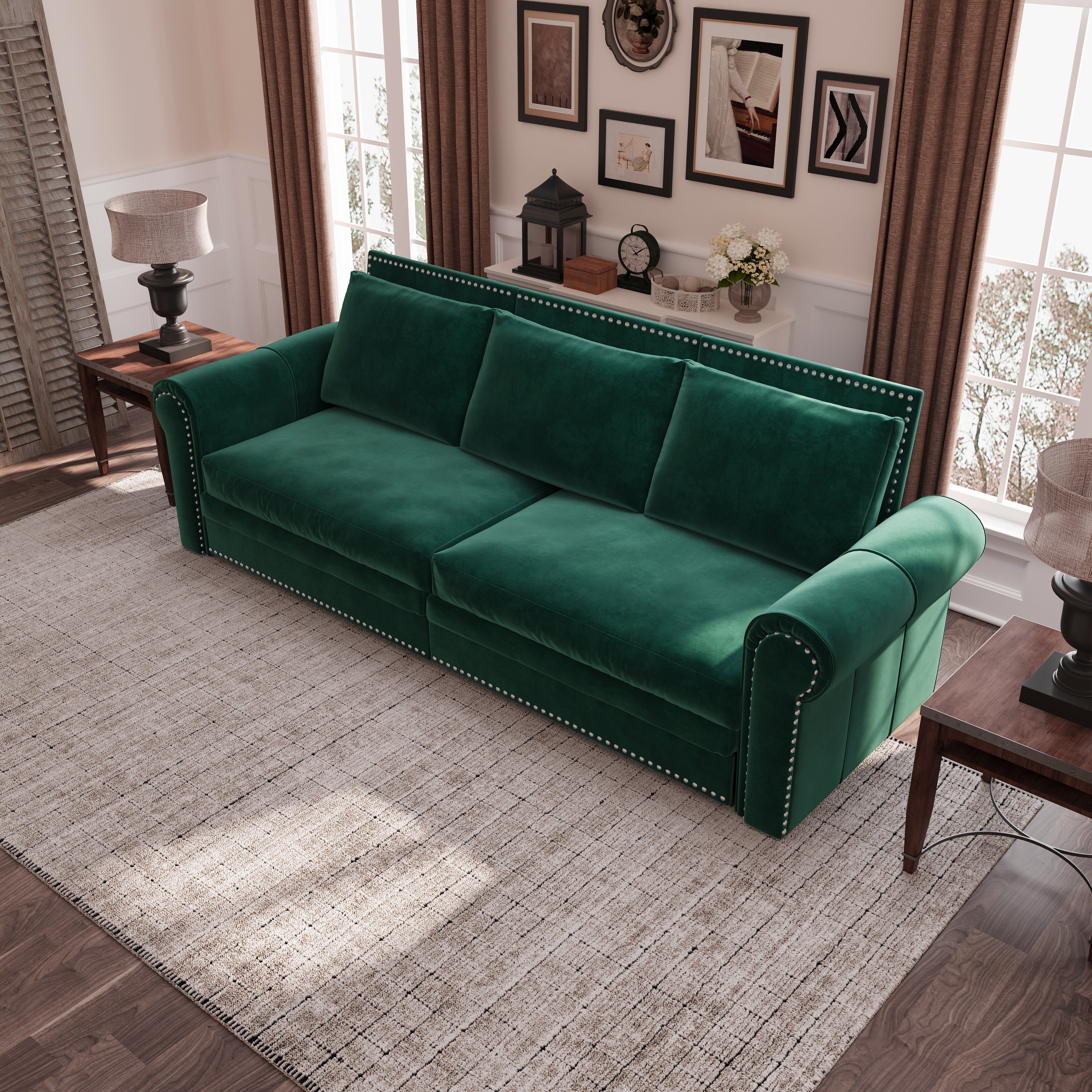 Chesterfield 3-in-1 Velvet Convertible Sleeper Sofa Bed